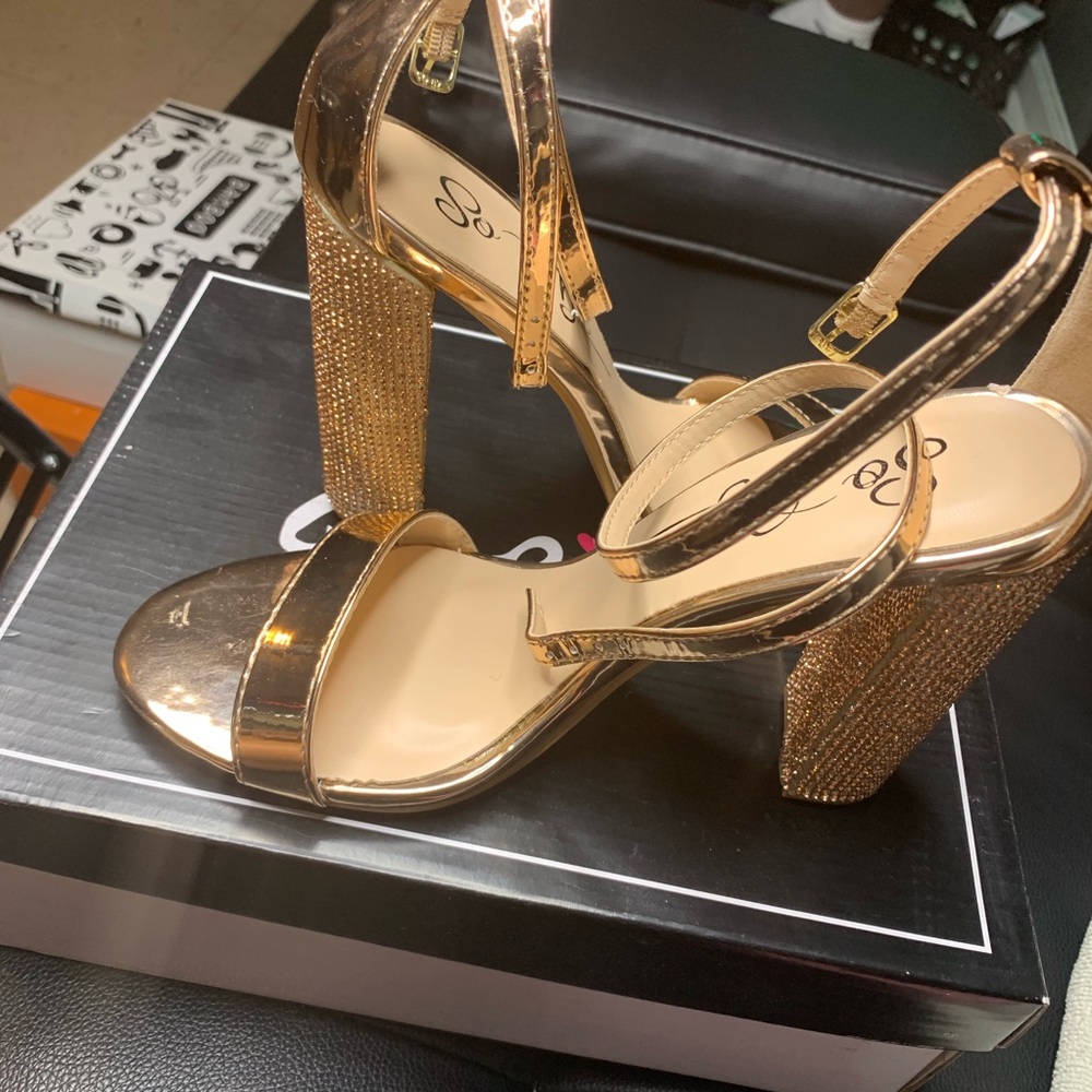 Rose Gold Block Diamonette Heels